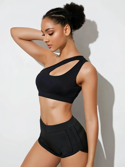 Women Sports Bra Push Up Fitness Bras One Shoulder Shockproof Yoga Bra Black White Yoga Running Bra Sexy Vest Little Addiction