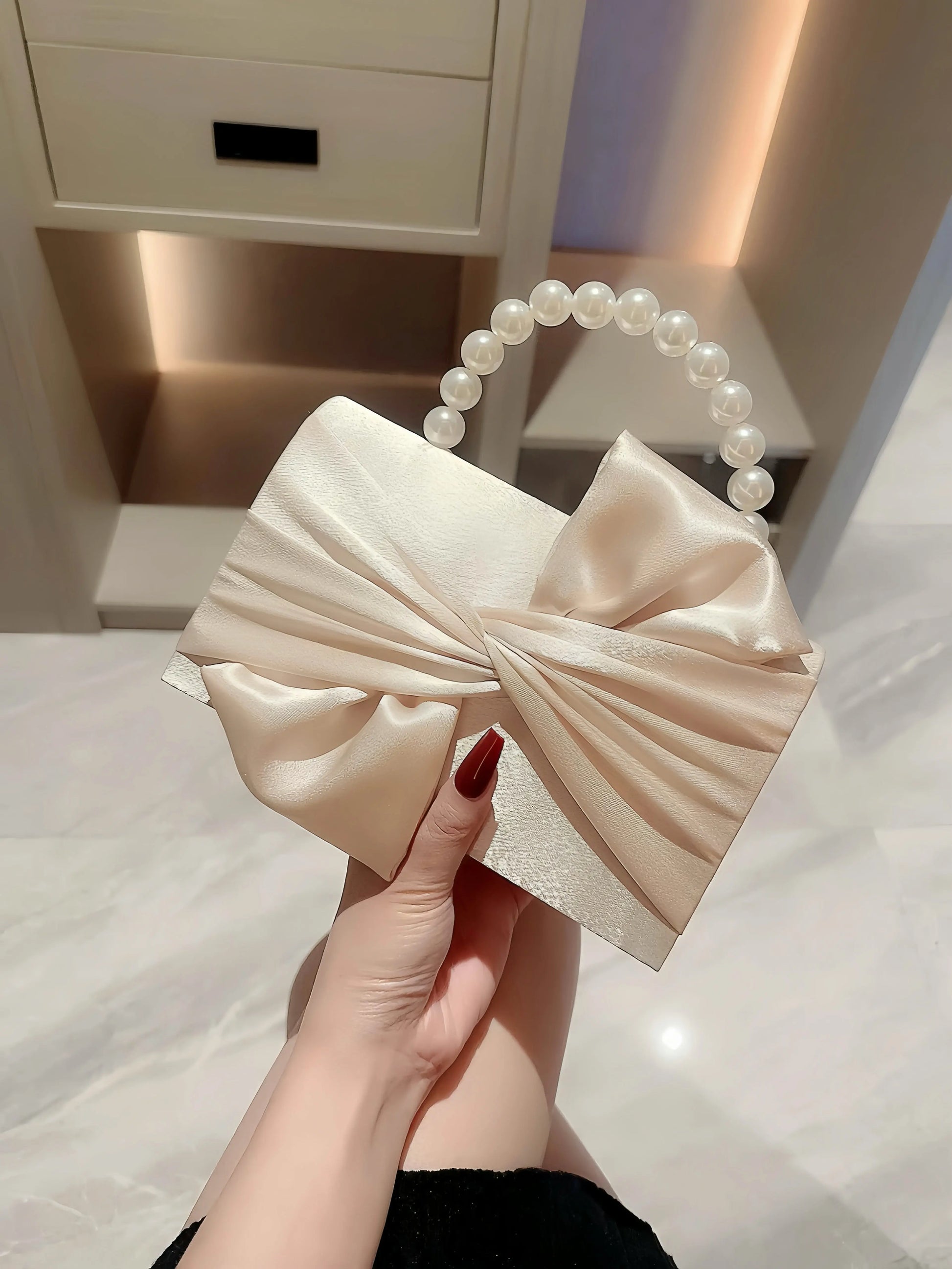 Lady Exquisite Flower Evening Bag white Wedding Bag Faux Pearl Handheld Banquet Bag Evening Bag Party Bag Prom Bag Dress Bag Little Addiction