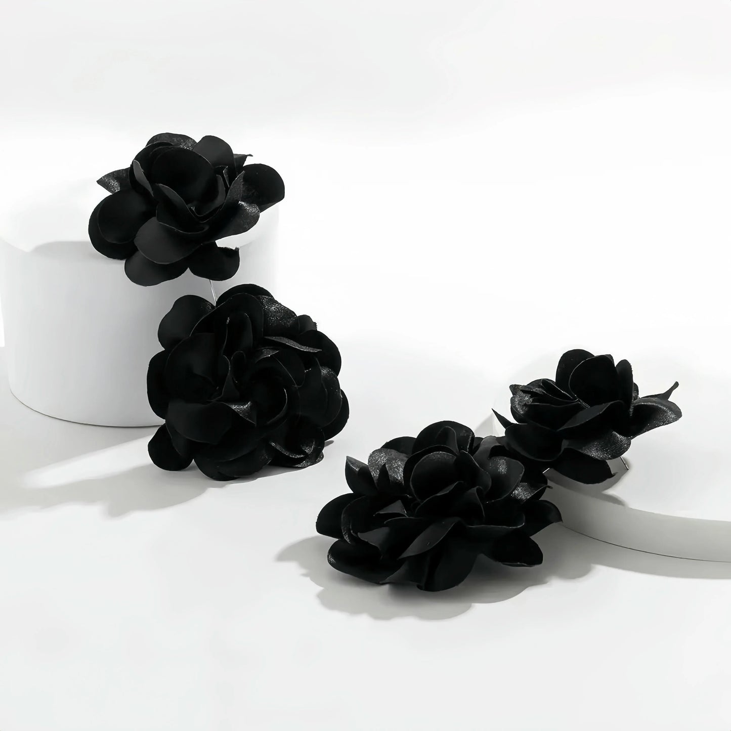 Exaggerated Big Fluffy Fabric Flower Petal Drop Earrings for Women Trendy Elegant Earring Wed Bridal Y2K Jewelry Accessories New Little Addiction