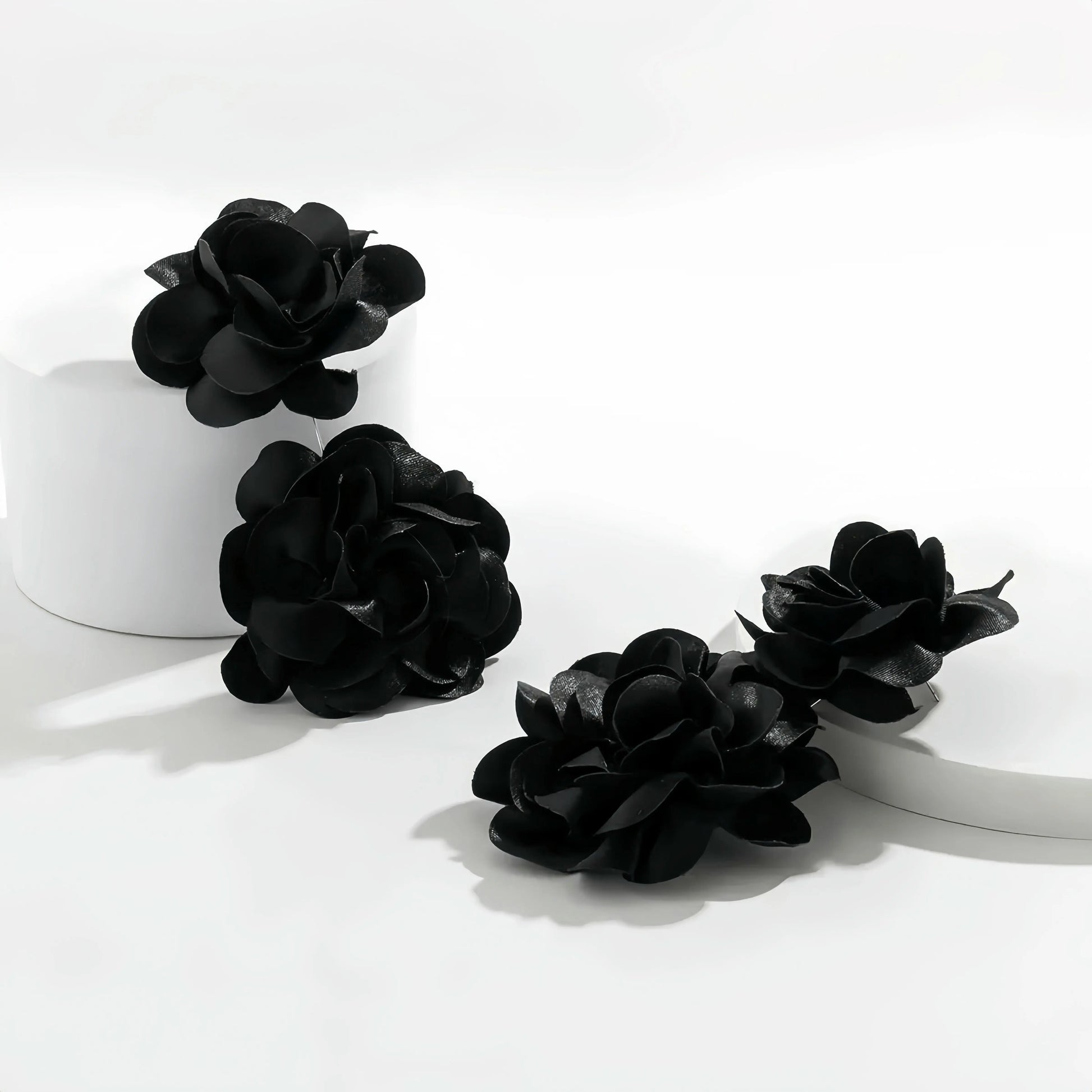 Exaggerated Big Fluffy Fabric Flower Petal Drop Earrings for Women Trendy Elegant Earring Wed Bridal Y2K Jewelry Accessories New Little Addiction