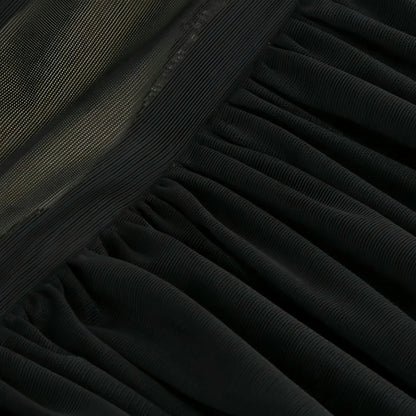 Black Sheer Mesh Pleated Women Maxi Dress Off the Shoulder Sweetheart Neck Bodycon Mermaid Long Party Vestido Little Addiction