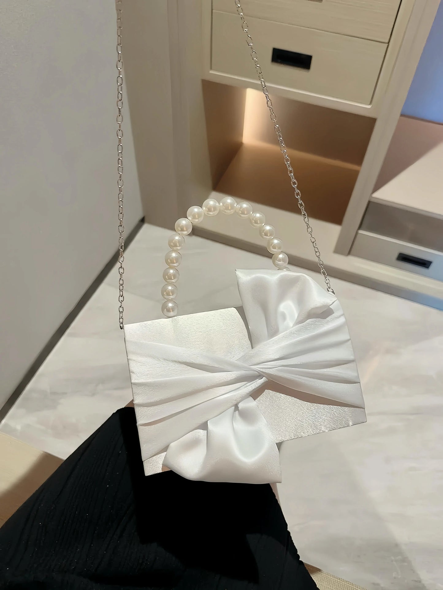 Lady Exquisite Flower Evening Bag white Wedding Bag Faux Pearl Handheld Banquet Bag Evening Bag Party Bag Prom Bag Dress Bag Little Addiction