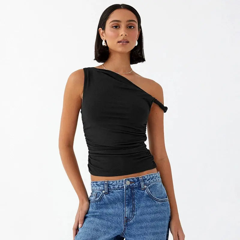 Casual Summer Off Shoulder Ruched Crop Tops Little Addiction