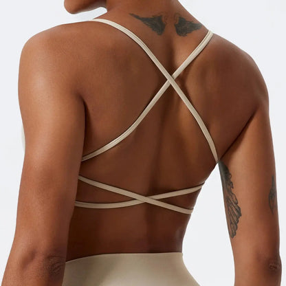 Super Soft Fabric Back Cross Sports Bra Gym Top Women Higher Quality Yoga Clothes Women Fitness Running Bra Workout Yoga Bra Little Addiction
