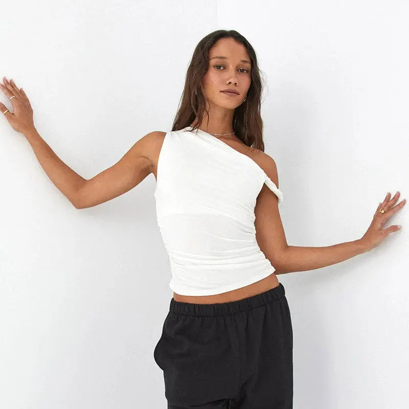 Casual Summer Off Shoulder Ruched Crop Tops Little Addiction