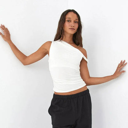 Casual Summer Off Shoulder Ruched Crop Tops Little Addiction
