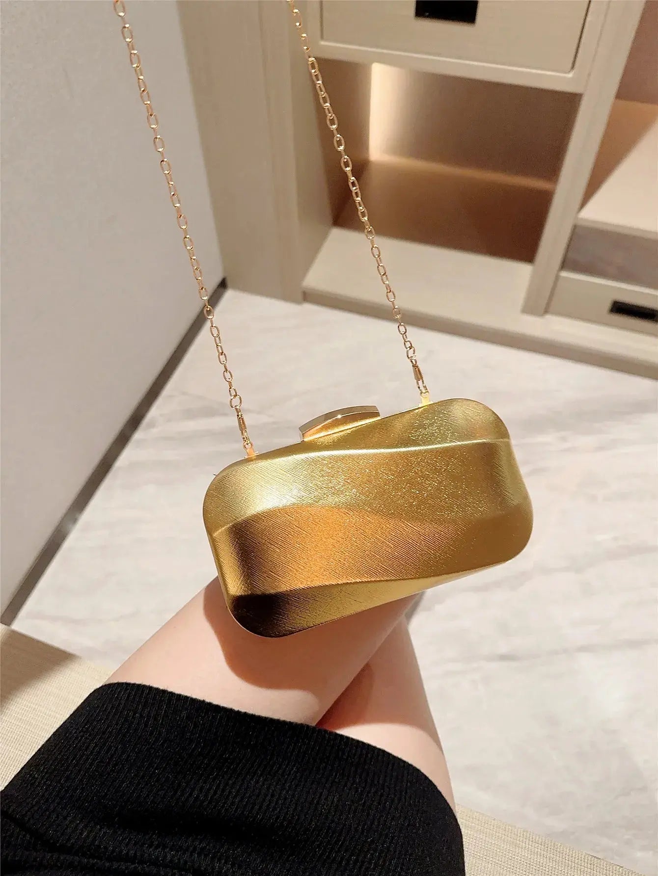 High-End Textured Square Box-Shaped Evening Bag Clutch Bag Chain Bag Banquet Bag Cheongsam Bag Evening Dress Bag Wedding Bag Little Addiction