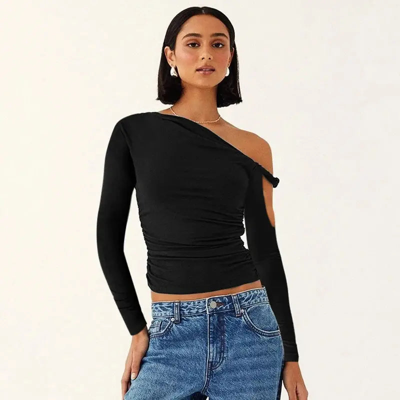 Casual Summer Off Shoulder Ruched Crop Tops Little Addiction