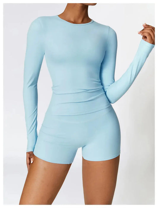 NCLAGEN Yoga Shirts For Women Long Sleeve Winter Fitness Running Gym Clothes Workout Dry Fit Breathable High Elastic Sports Top Little Addiction