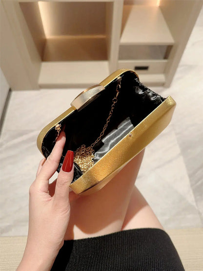 High-End Textured Square Box-Shaped Evening Bag Clutch Bag Chain Bag Banquet Bag Cheongsam Bag Evening Dress Bag Wedding Bag Little Addiction