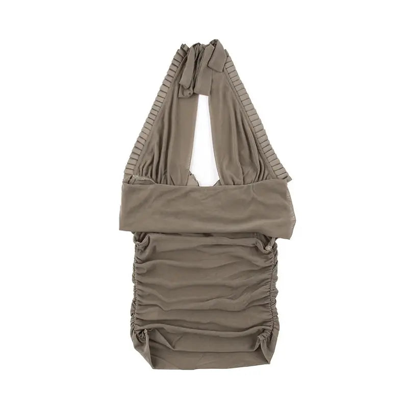 Hollow Out Frill Mesh See Through Crop Top Y2k Sexy Clothes Ruched Backless Halter Going Out Tank Tops Club Summer 2024 XY23581M Little Addiction