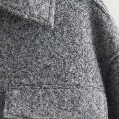 TRAF Autumn Winter Cropped Jacket for Women Short Coat Tweed Jacket Zip Crop Demi-season Jacket Woman New in outerwears Little Addiction