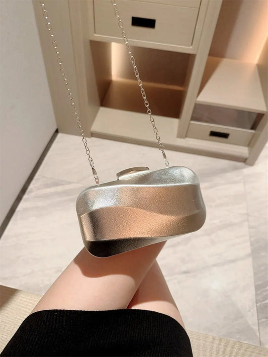 High-End Textured Square Box-Shaped Evening Bag Clutch Bag Chain Bag Banquet Bag Cheongsam Bag Evening Dress Bag Wedding Bag Little Addiction