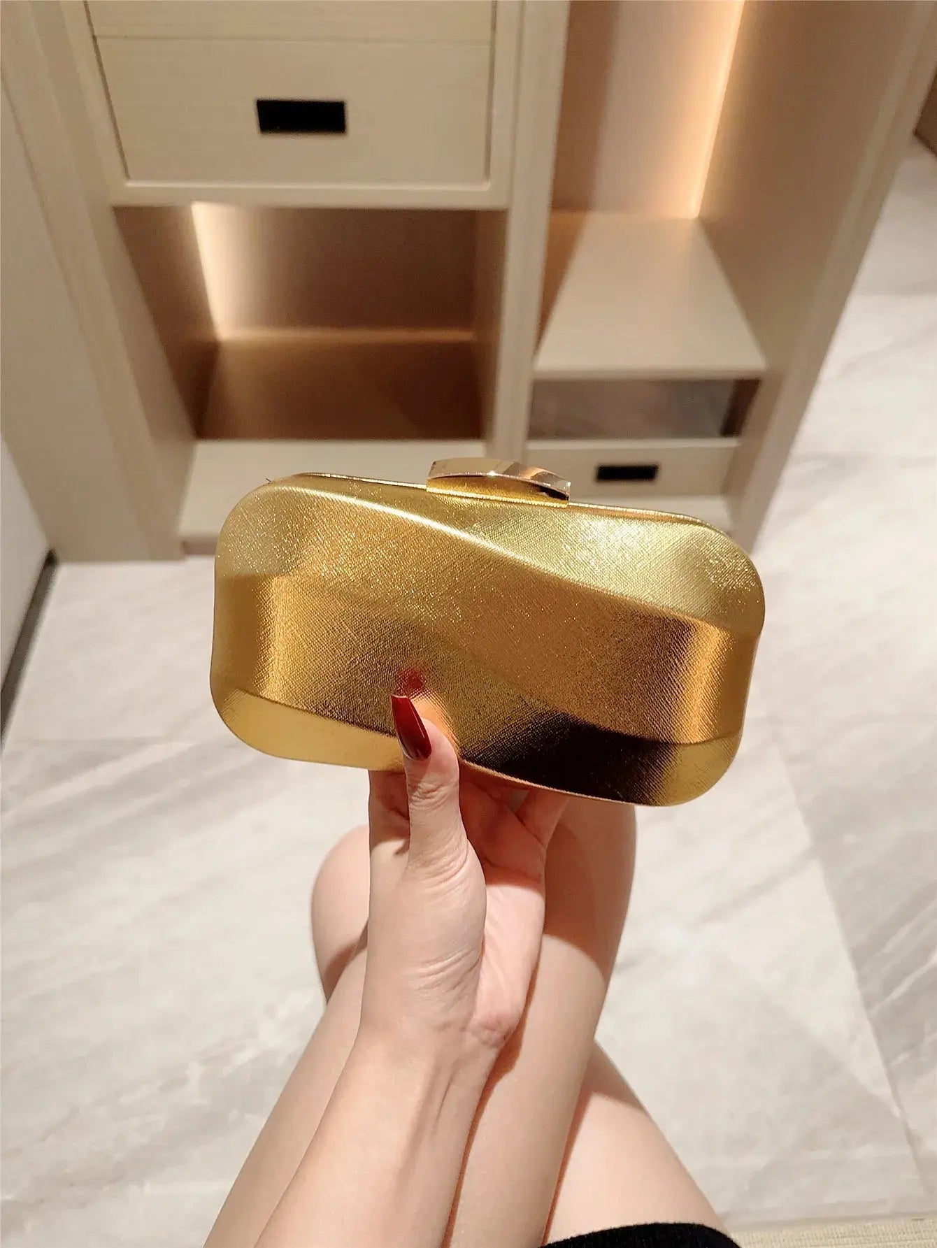 High-End Textured Square Box-Shaped Evening Bag Clutch Bag Chain Bag Banquet Bag Cheongsam Bag Evening Dress Bag Wedding Bag Little Addiction