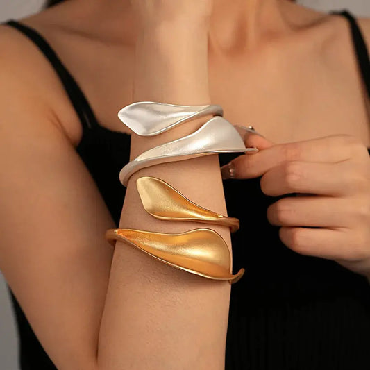 Sculptural Wave Cuff Bracelet Little Addiction
