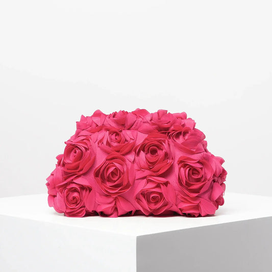 Elegant rose clutch bag, Wedding party dinner bag, Women's clip bag, perfect gift for women (random pattern) Little Addiction