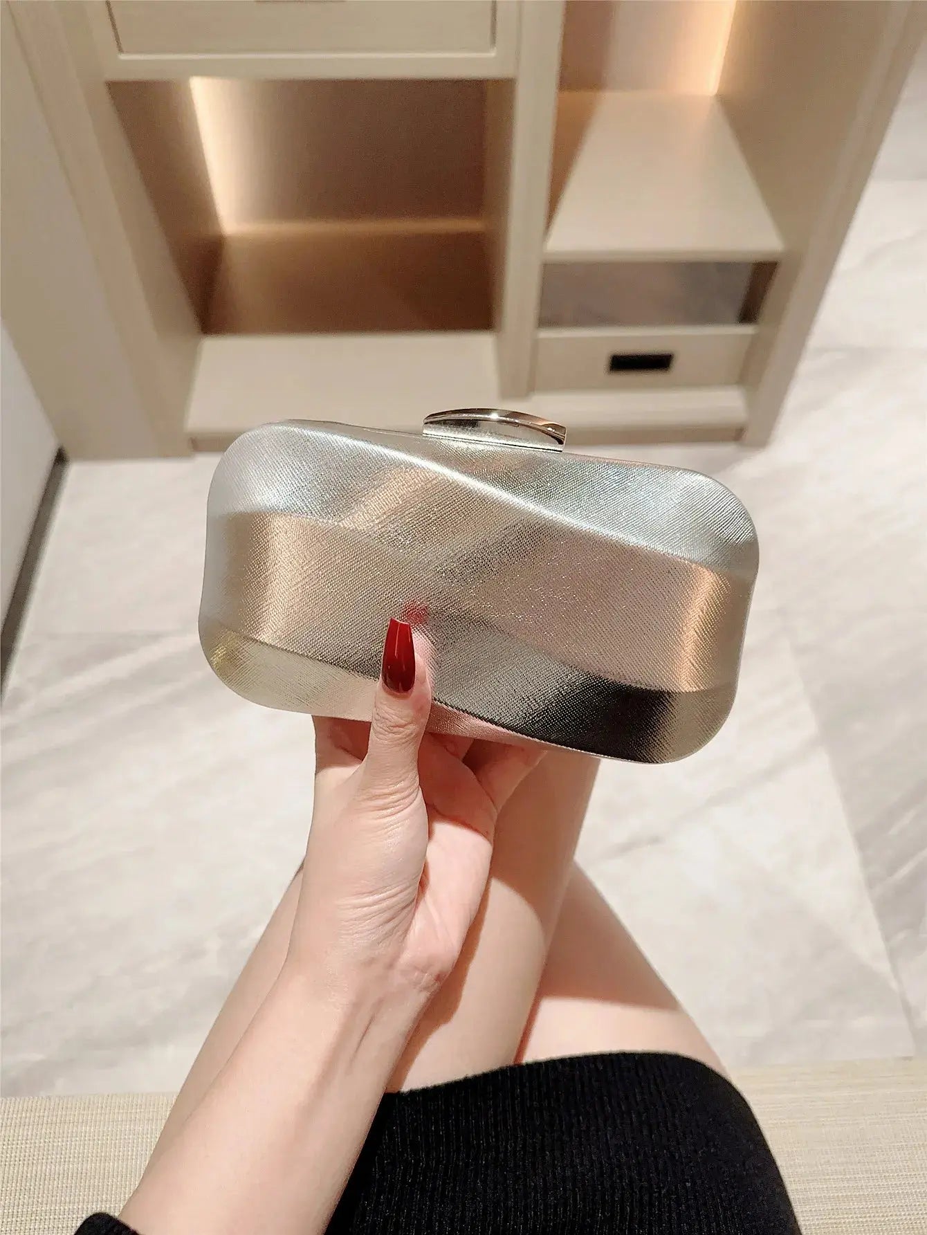 High-End Textured Square Box-Shaped Evening Bag Clutch Bag Chain Bag Banquet Bag Cheongsam Bag Evening Dress Bag Wedding Bag Little Addiction