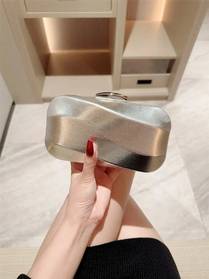 High-End Textured Square Box-Shaped Evening Bag Clutch Bag Chain Bag Banquet Bag Cheongsam Bag Evening Dress Bag Wedding Bag Little Addiction