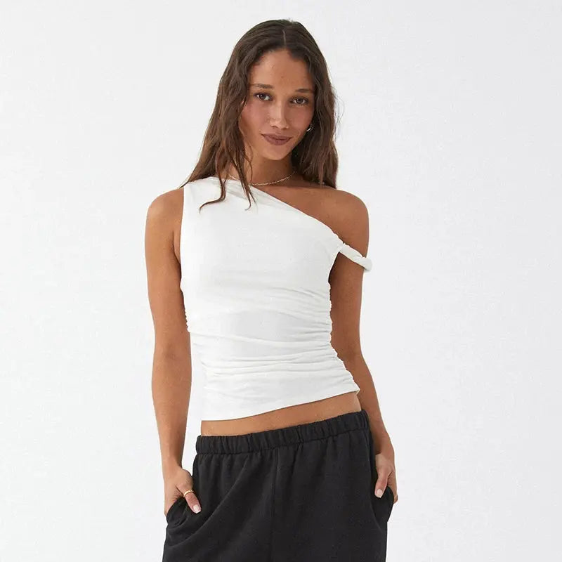 Casual Summer Off Shoulder Ruched Crop Tops Little Addiction