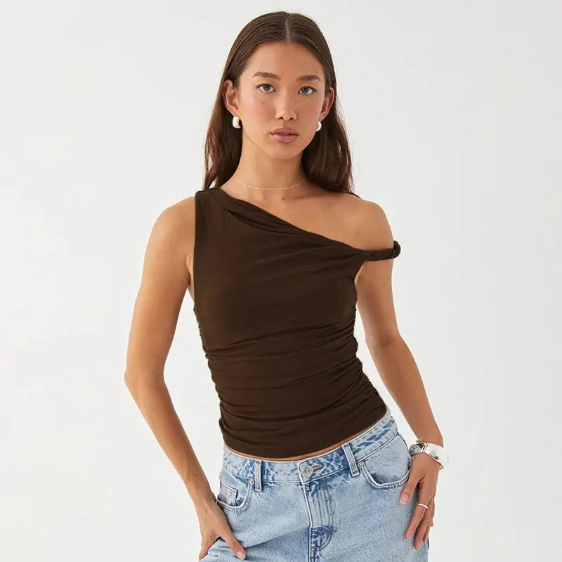 Casual Summer Off Shoulder Ruched Crop Tops Little Addiction