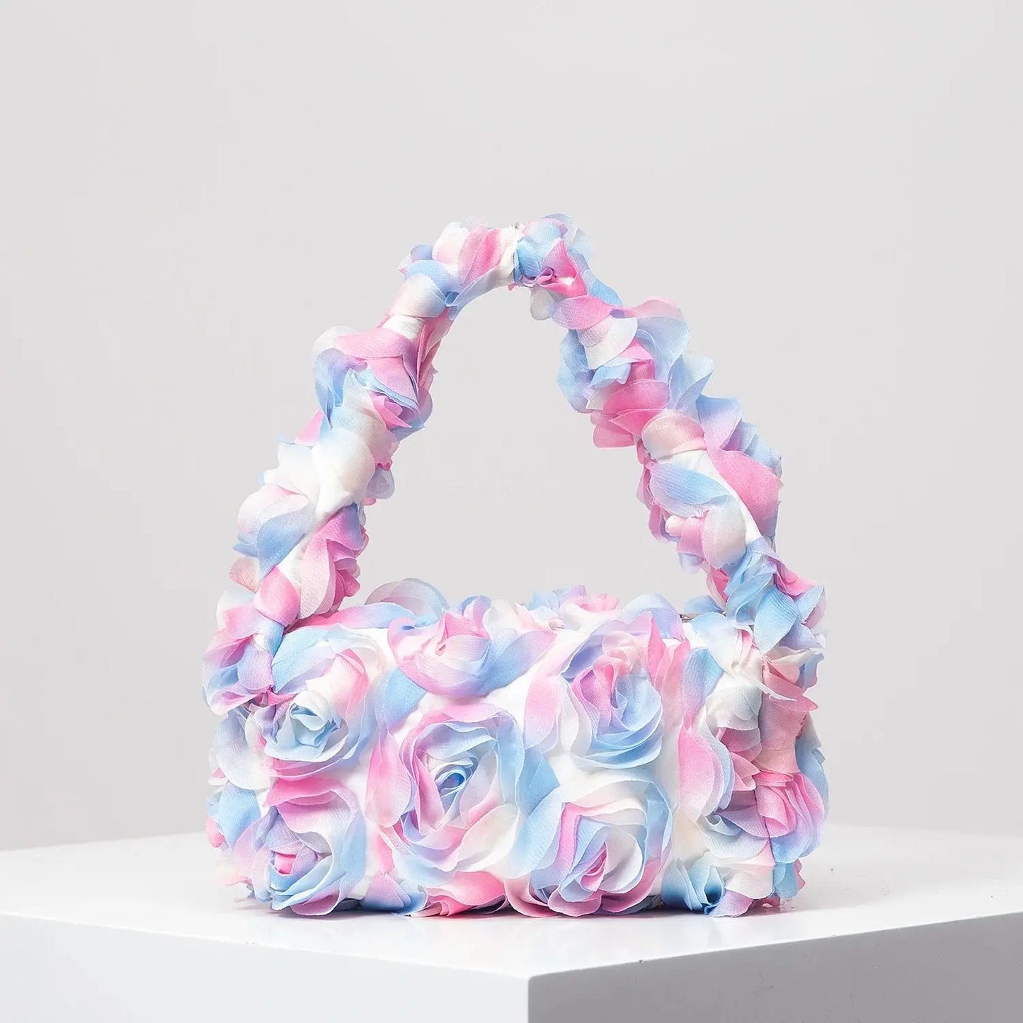 Elegant rose handbag, wedding party dinner bag, sweet and cute small square bag, suitable for women's gifts(random pattern) Little Addiction