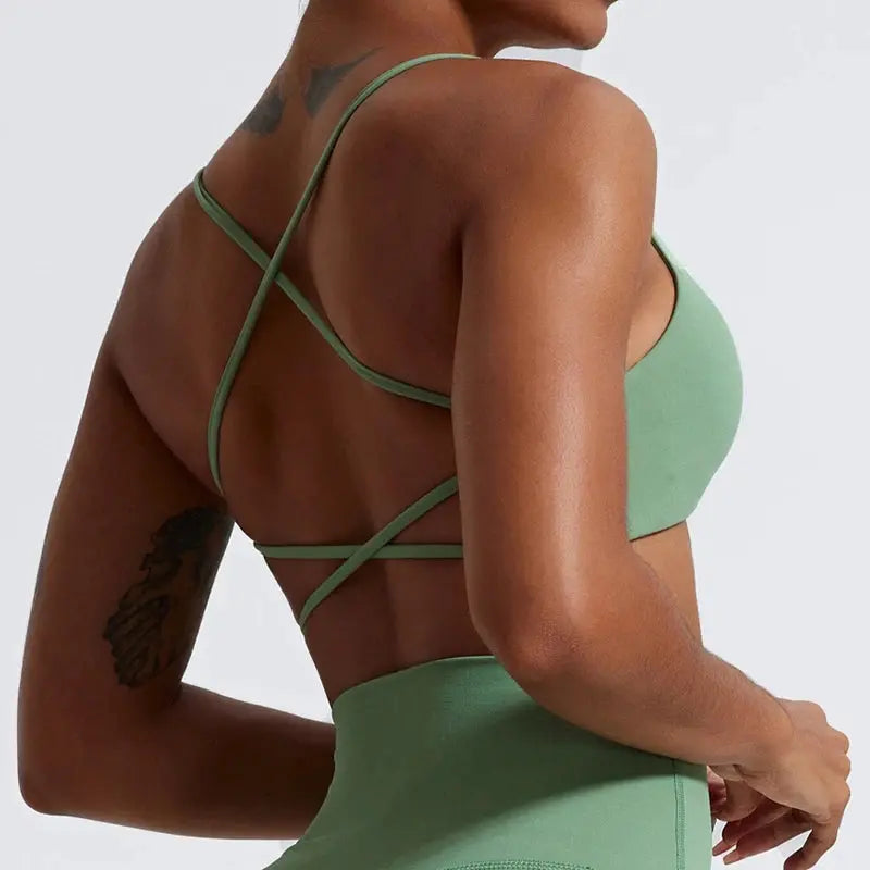 Super Soft Fabric Back Cross Sports Bra Gym Top Women Higher Quality Yoga Clothes Women Fitness Running Bra Workout Yoga Bra Little Addiction