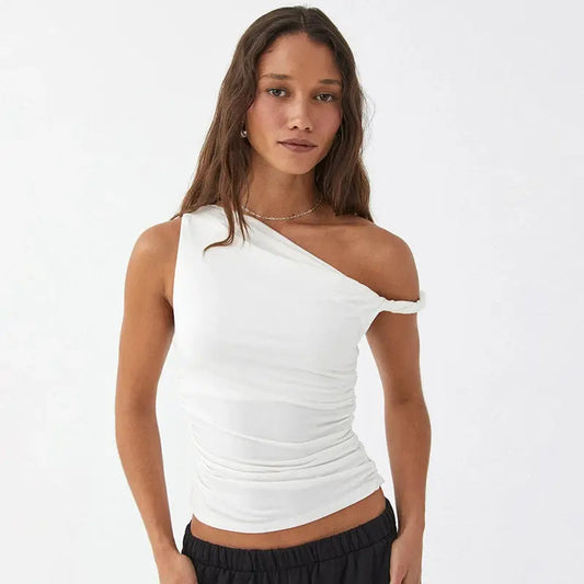 Casual Summer Off Shoulder Ruched Crop Tops Little Addiction