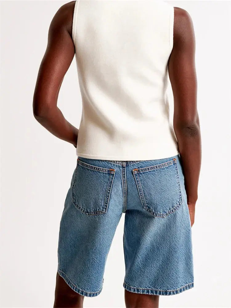 CHRONSTYLE Women Summer Knitted Tank Tops Sleeveless Round Neck Front Buttons Down Slim Fit Patchwork Mini Vest Streetwear 2024 Little Addiction