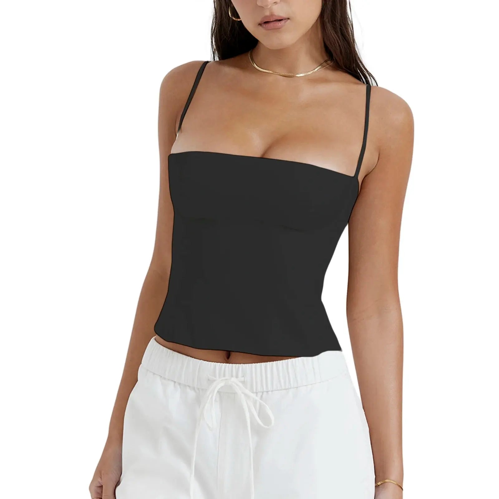 Summer Backless Zip Up Bustier Crop Tops Elegant Vintage Skinny Corset Tank Tops Y2K Women Chic Spaghetti Strap Camis Clubwear Little Addiction