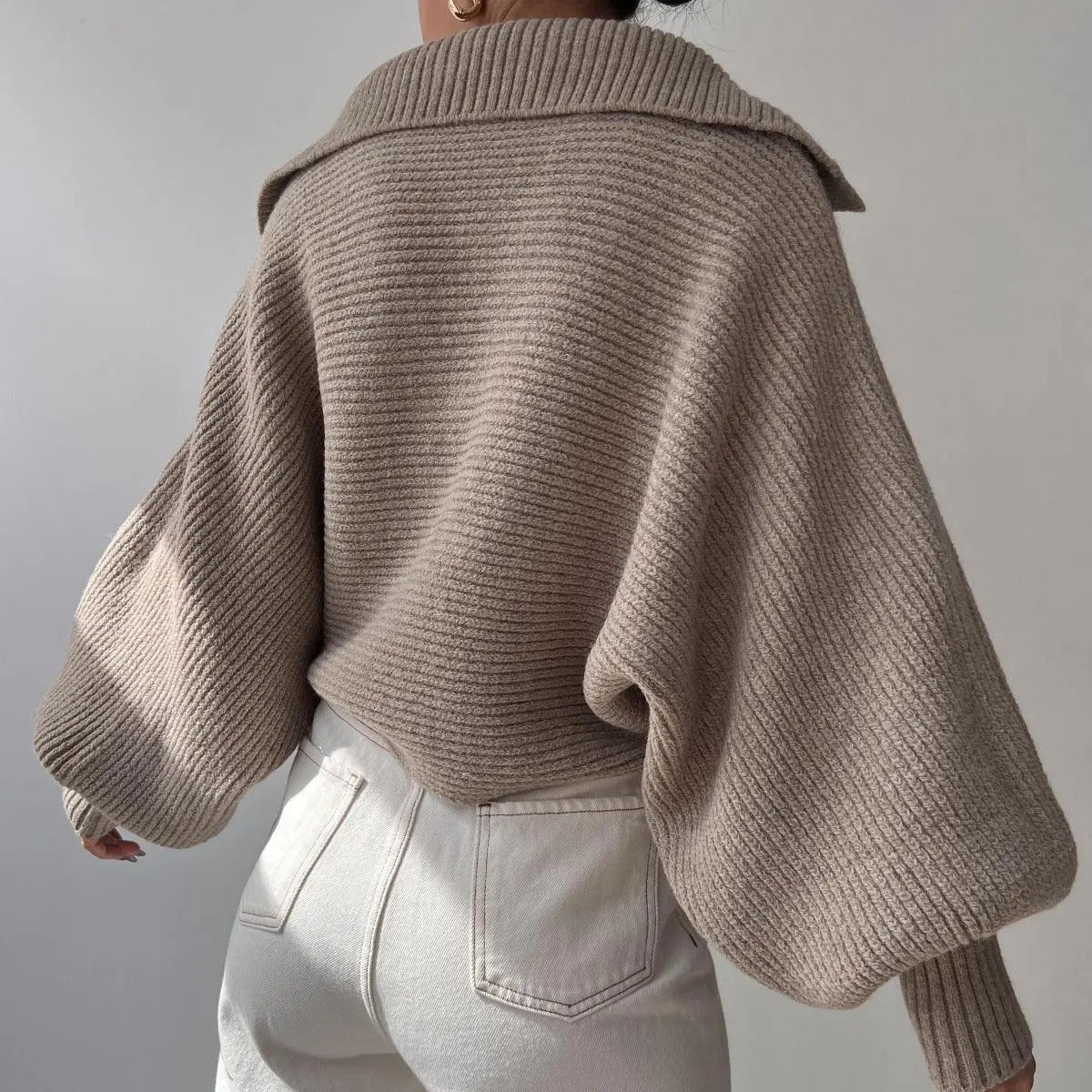 Spring And Autumn New Knitted Sweater Sweater Lapel Pullover Women's Top - Little Addiction